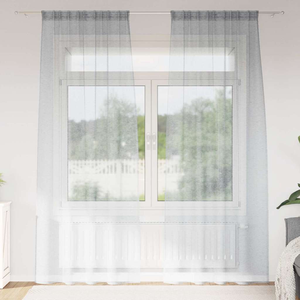Vidaxx rideau en voile 2 pcs gris foncé 245 x 140 cm polyester