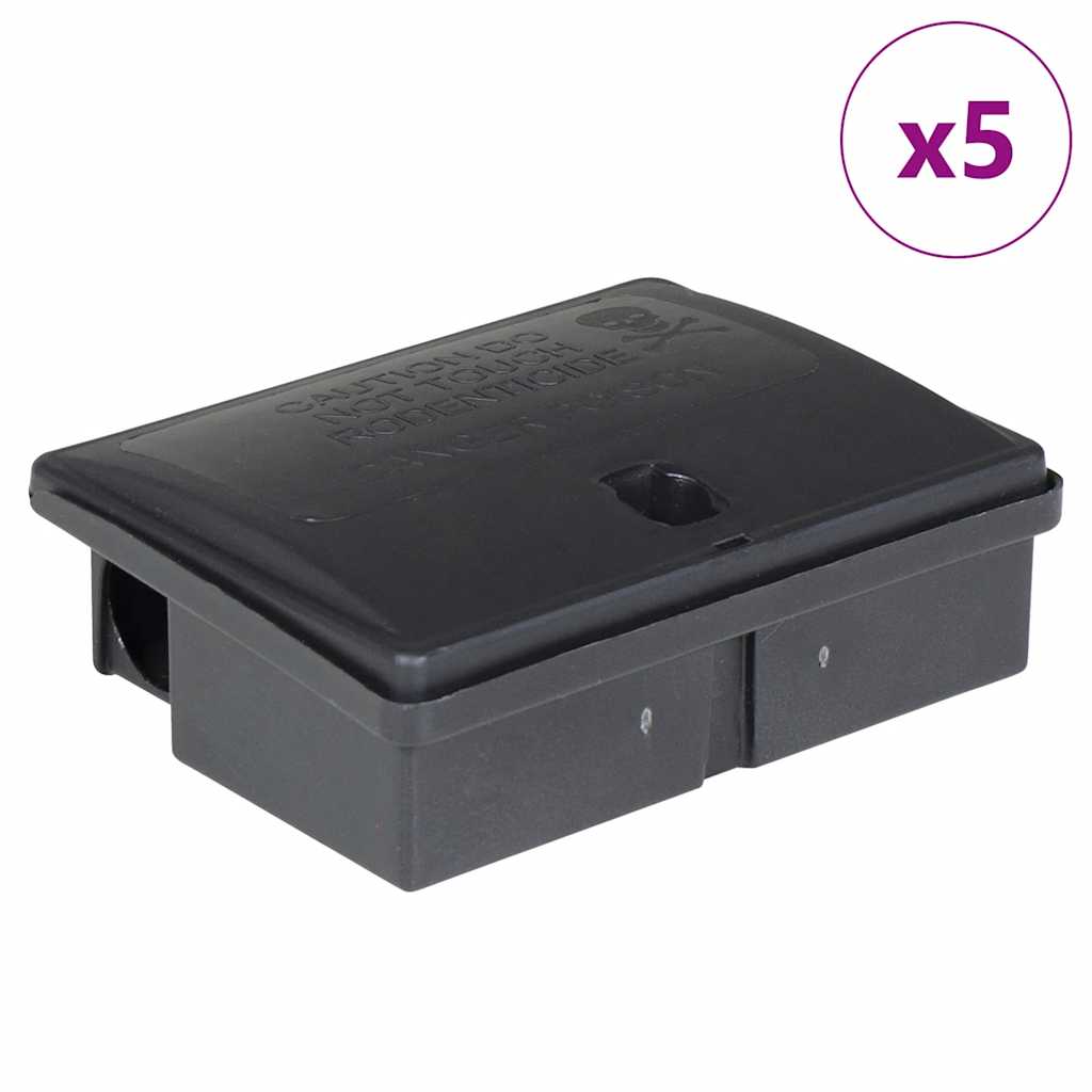 VidaXL pièges à souris 5 pcs 13x10x4 cm noir