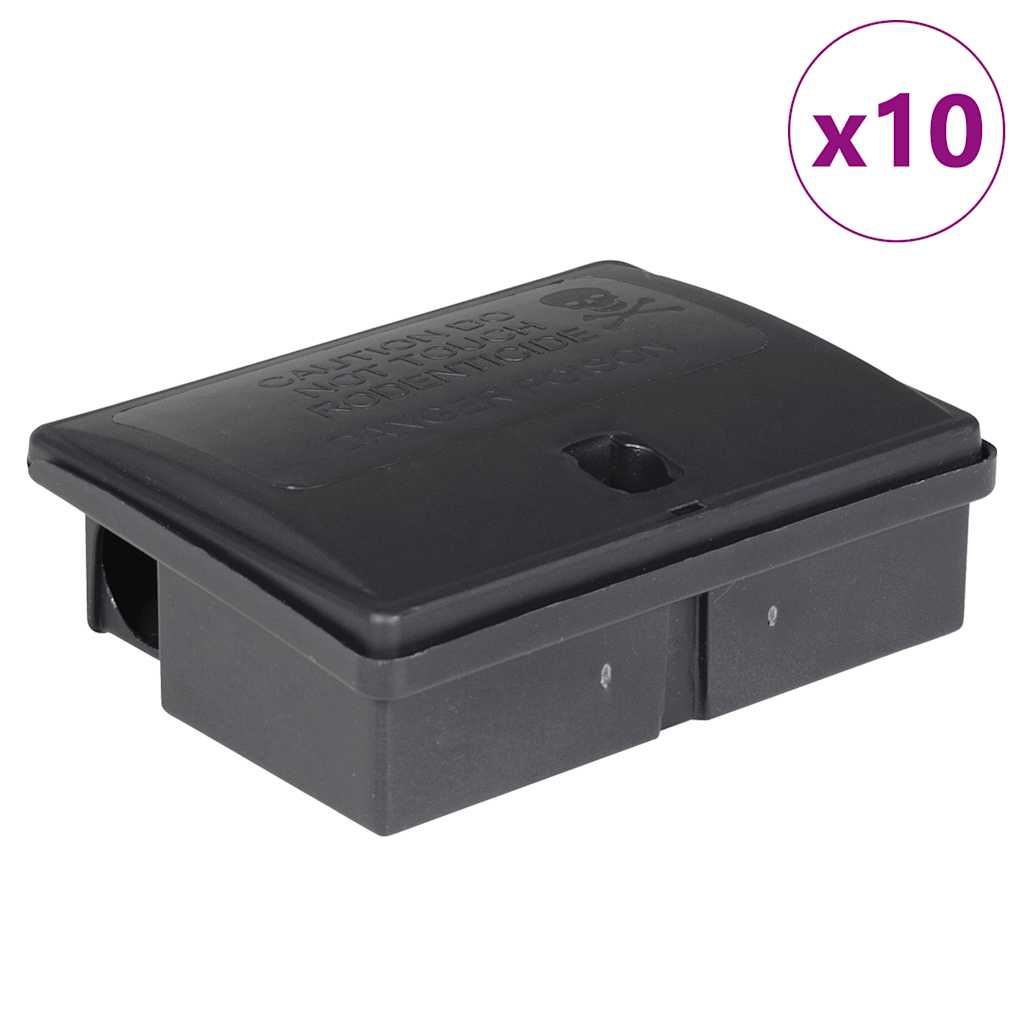 VidaXL pièges à souris 10 pcs 13x10x4 cm noir