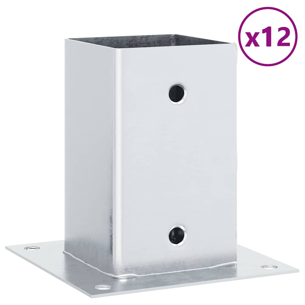 Chevilles carrées Vidaxl, 4 pcs. acier galvanisé, argenté