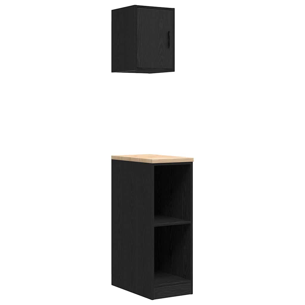 VidaXL armoires de garage 2 pcs aggloméré noir