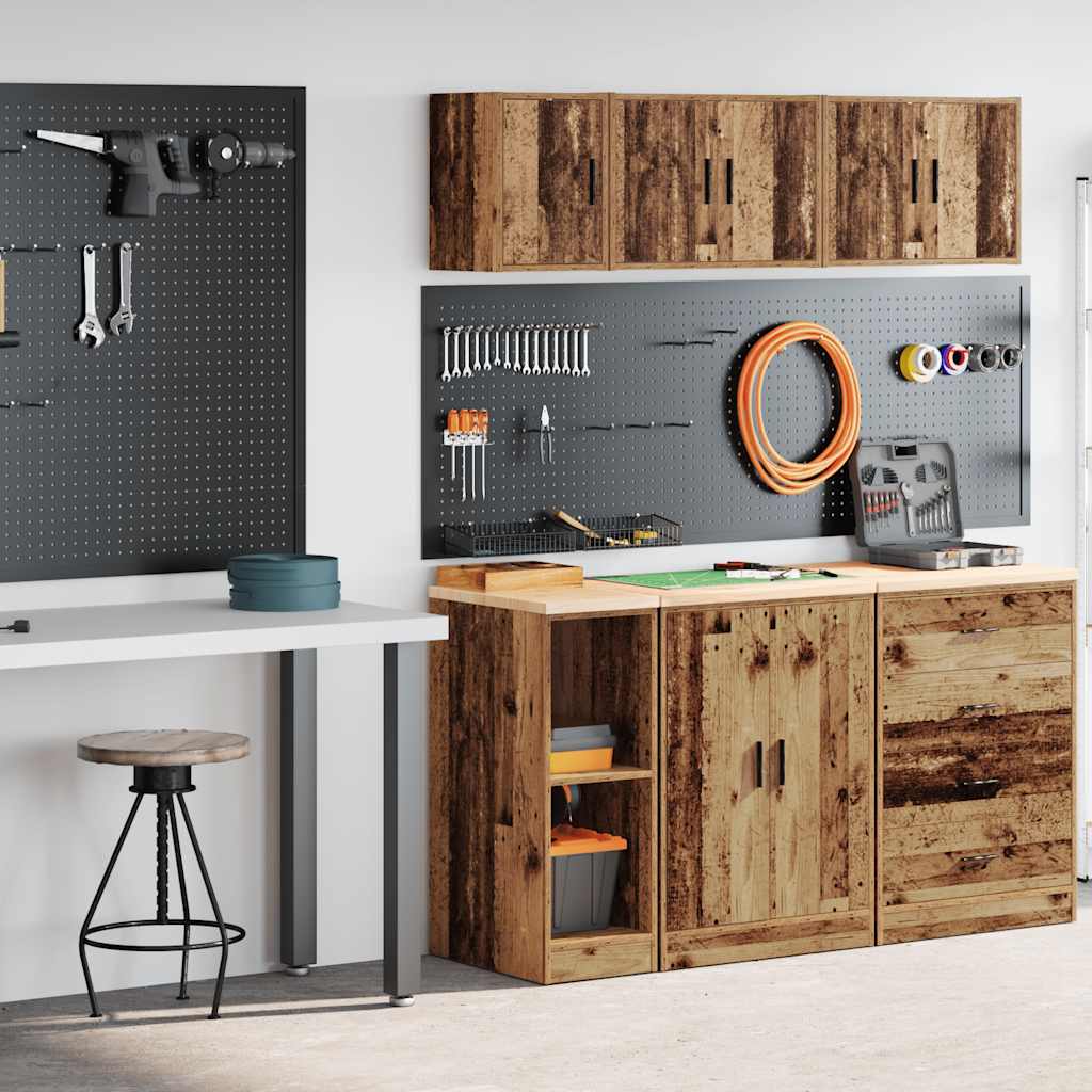 VidaXL armoires de garage 2 pcs bois traité, vieux bois