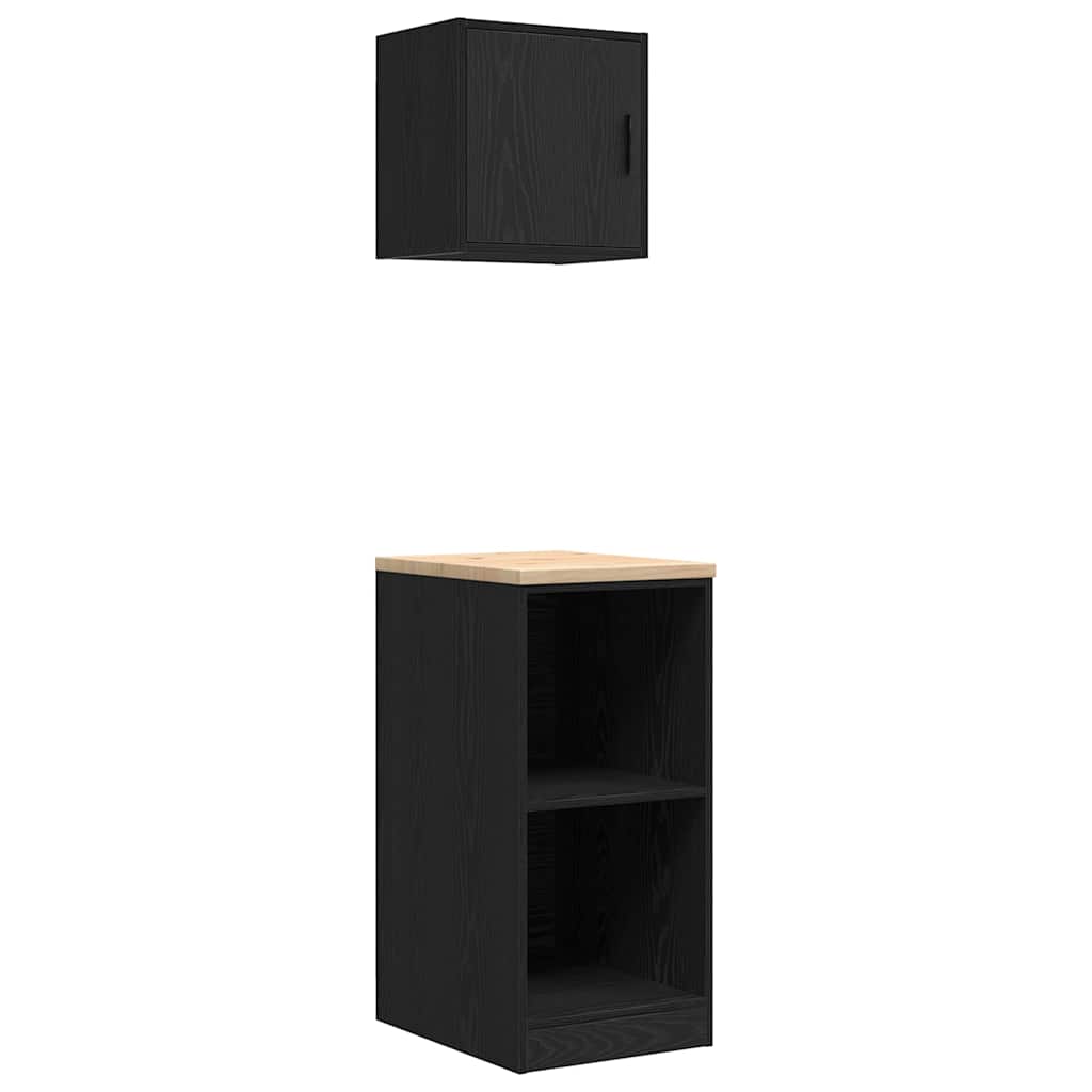 VidaXL armoires de garage 2 pcs aggloméré noir