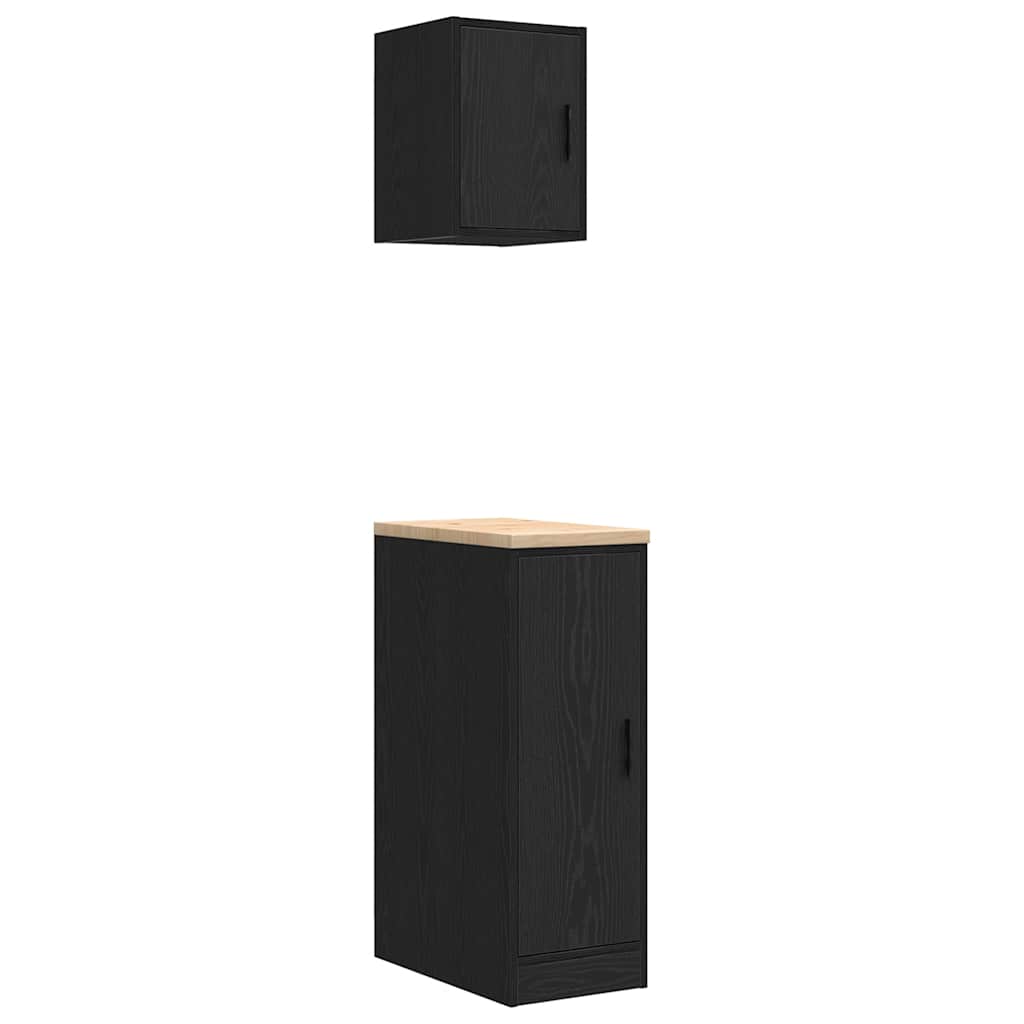 VidaXL armoires de garage 2 pcs aggloméré noir