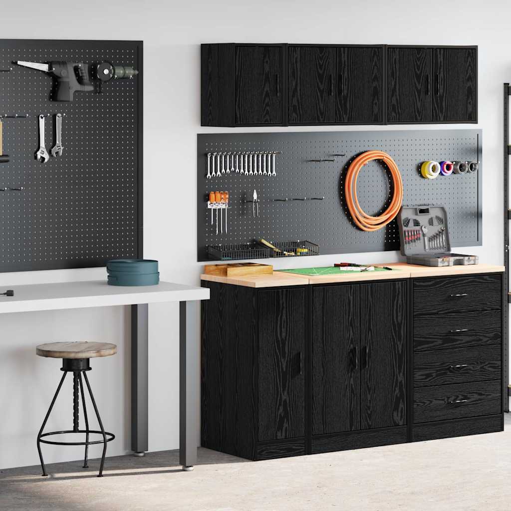 VidaXL armoires de garage 2 pcs aggloméré noir
