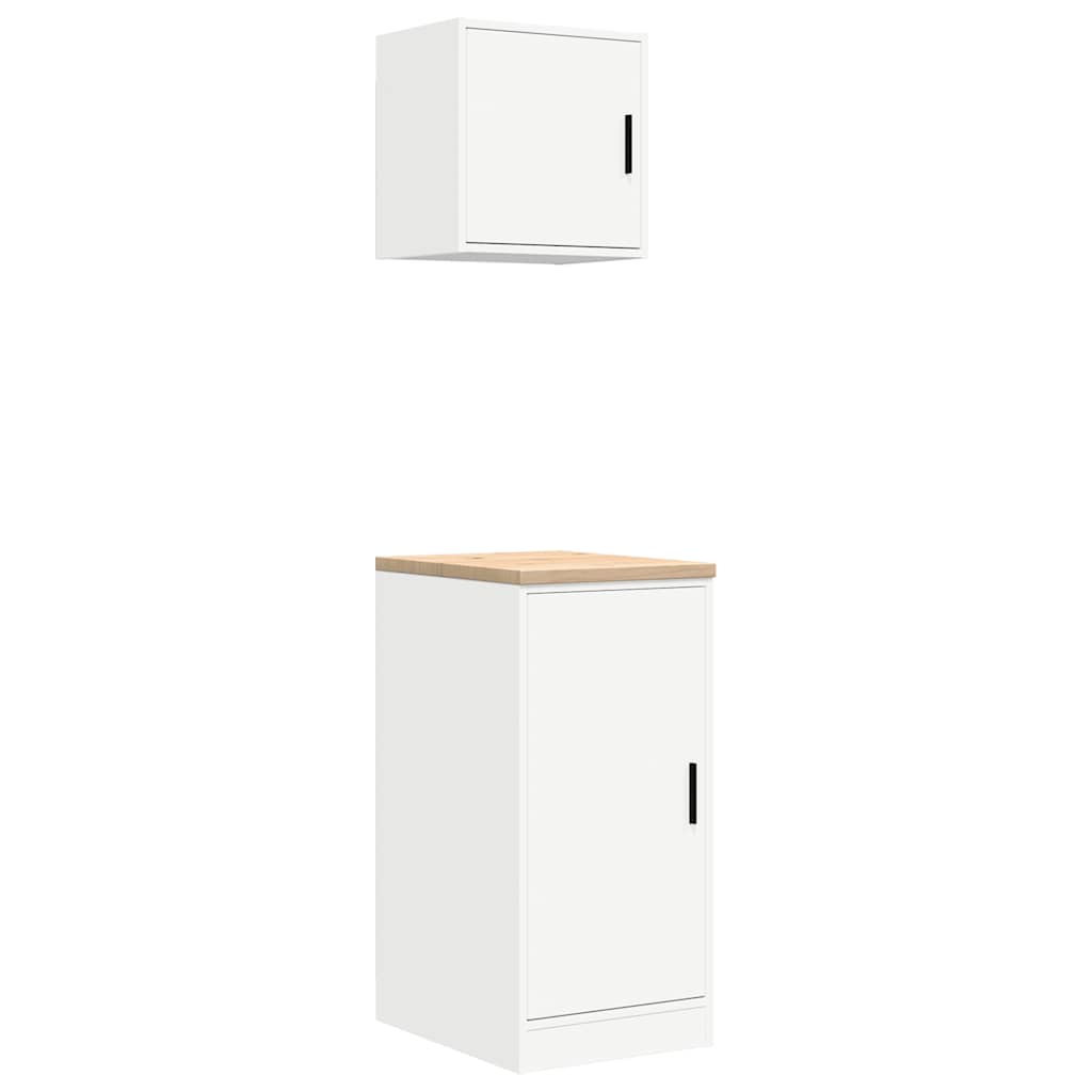 VidaXL armoires de garage 2 pcs aggloméré blanc
