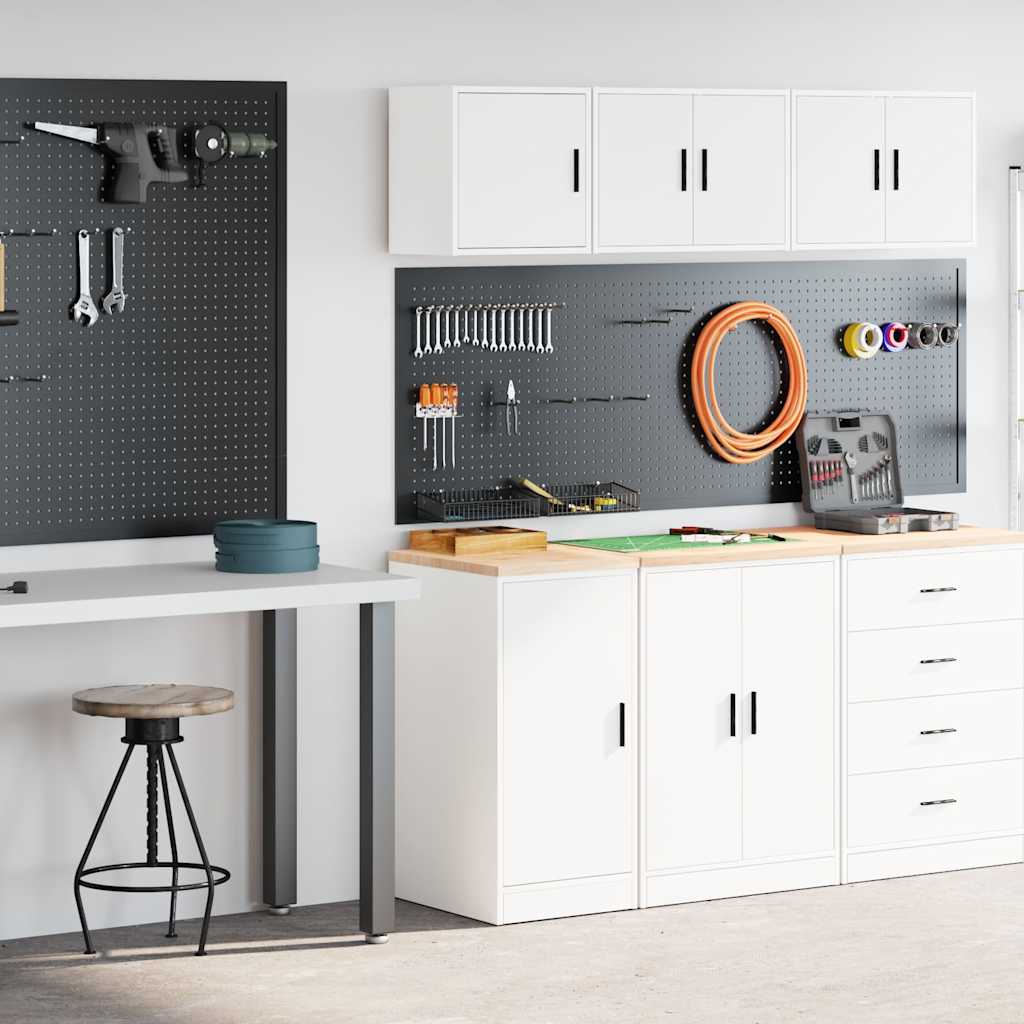 VidaXL armoires de garage 2 pcs aggloméré blanc