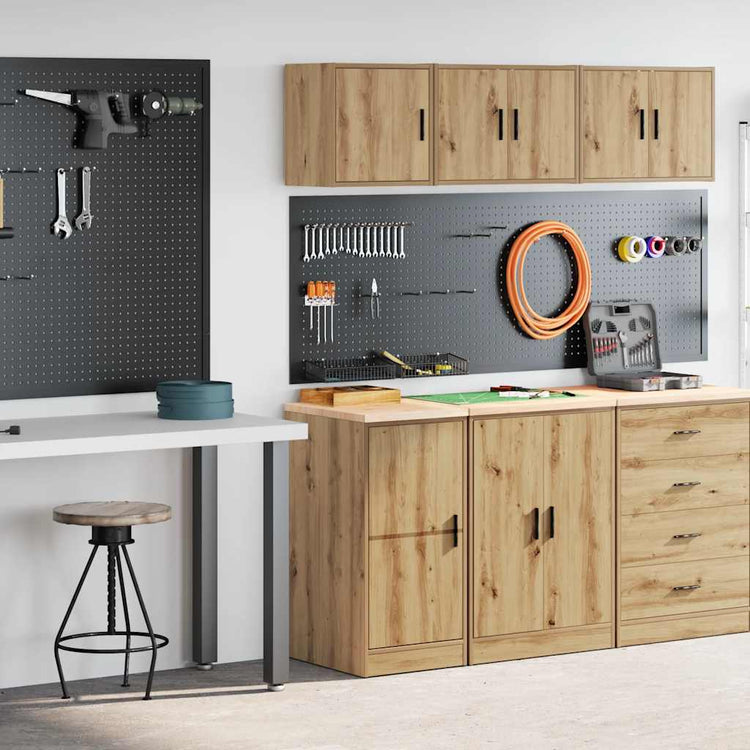 VidaXL armoires de garage 2 pcs bois traité, chêne artisanal
