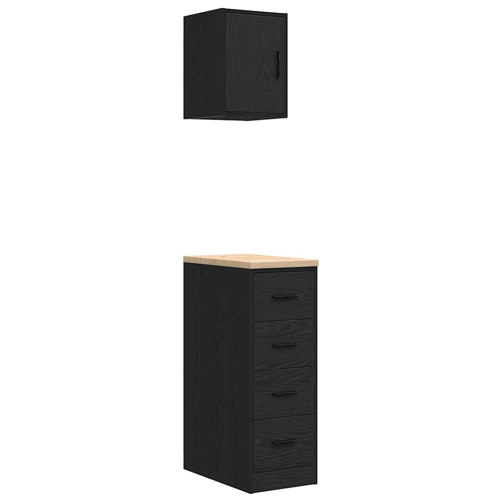 VidaXL armoires de garage 2 pcs aggloméré noir