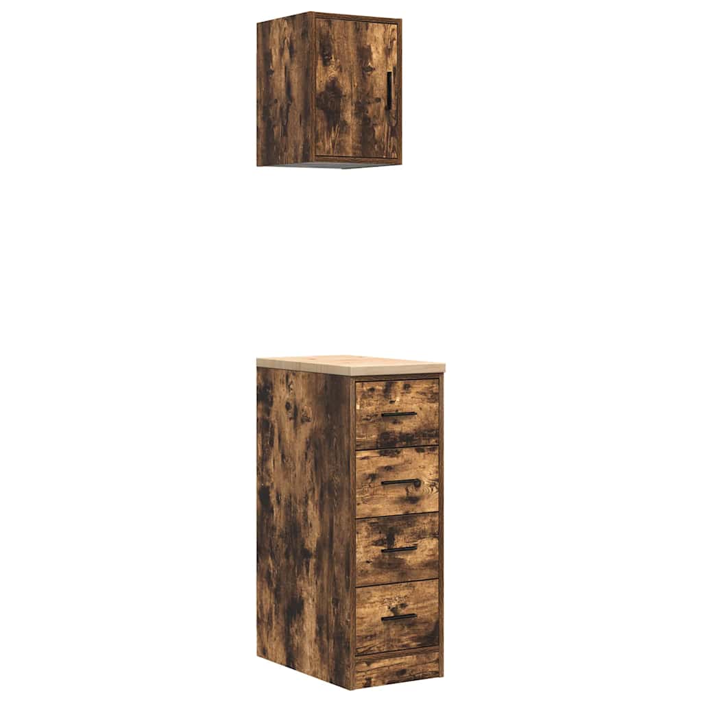Vidaxx armoires de garage 2 pcs aggloméré chêne fumé