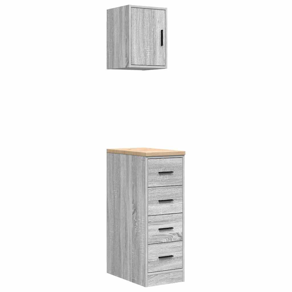 VidaXL armoires de garage 2 pcs bois d'ingénierie gris sonoma