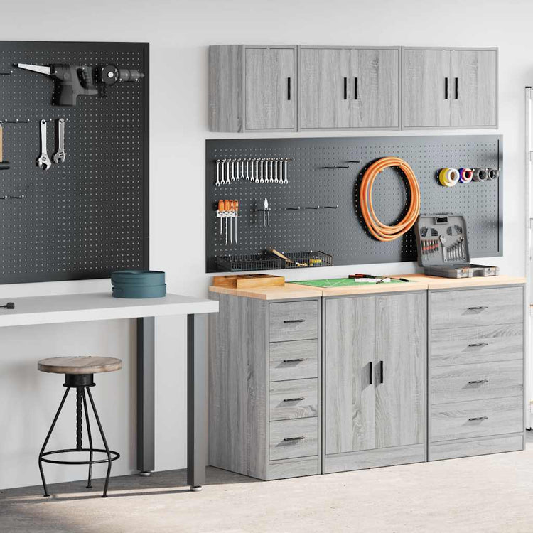 VidaXL armoires de garage 2 pcs bois d'ingénierie gris sonoma