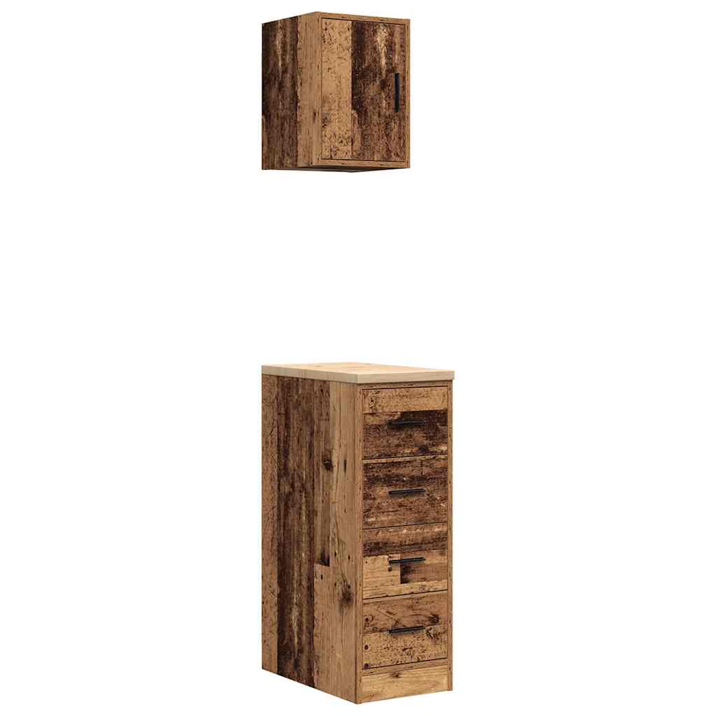 VidaXL armoires de garage 2 pcs bois traité, vieux bois
