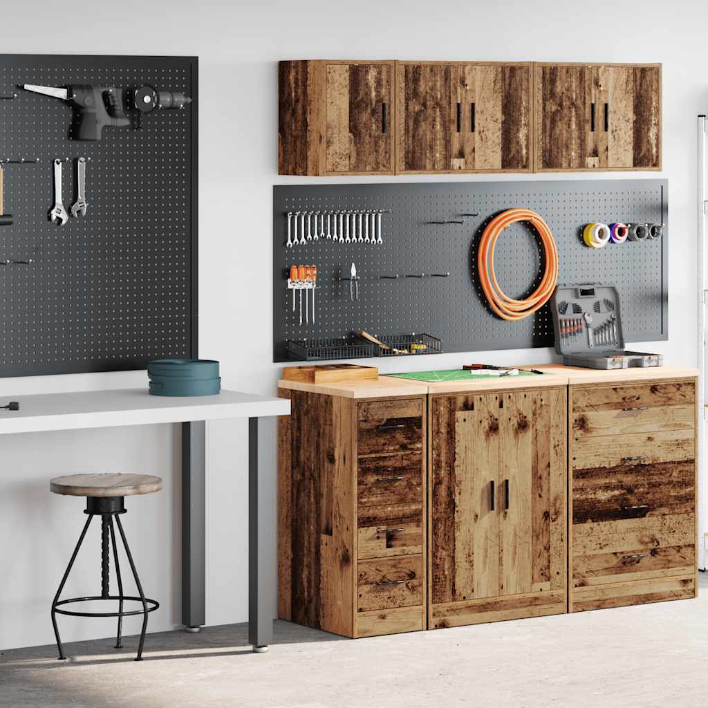 VidaXL armoires de garage 2 pcs bois traité, vieux bois