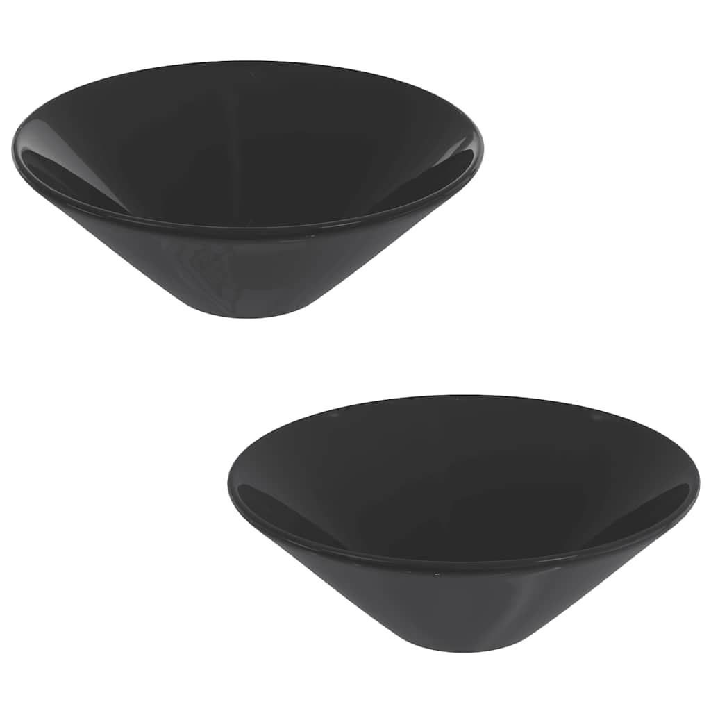 Vidaxx lavabos 2 pcs ø42x14 cm céramique noir brillant