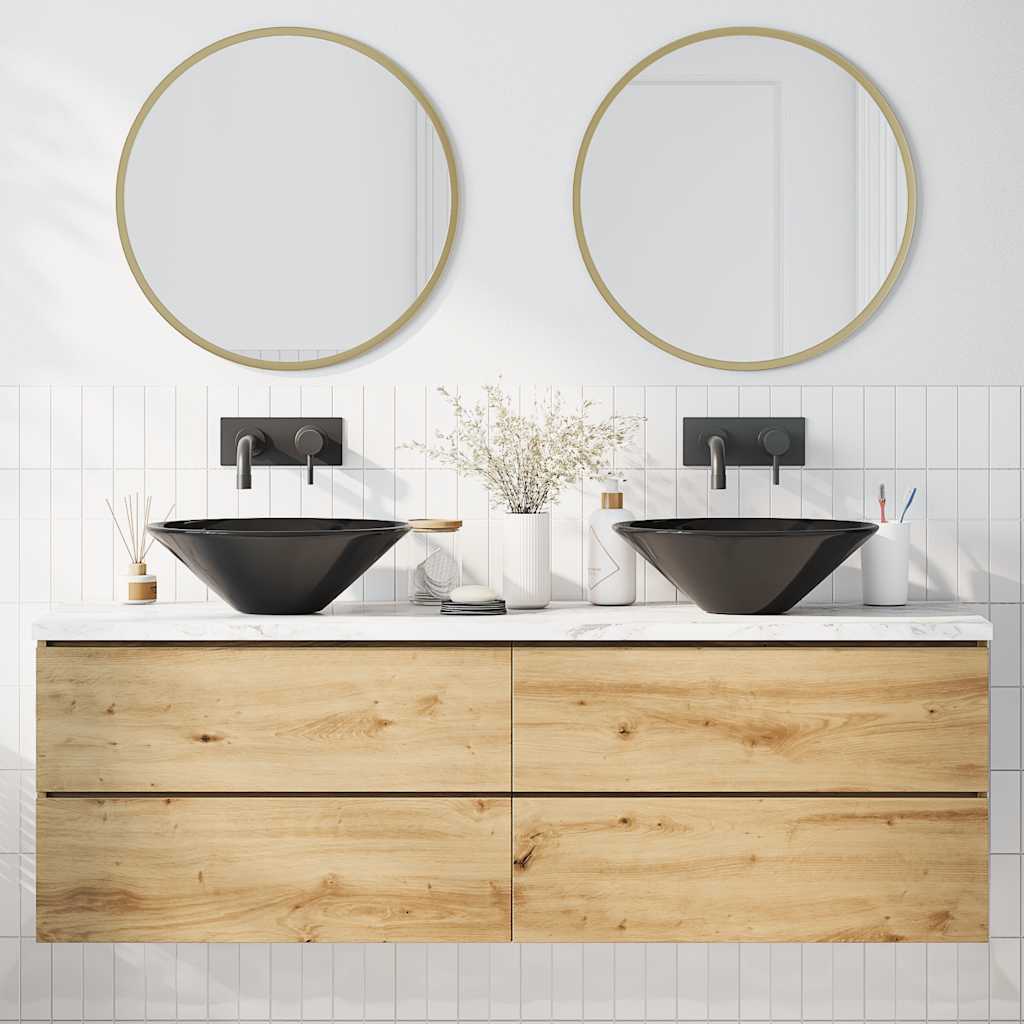 Vidaxx lavabos 2 pcs ø42x14 cm céramique noir brillant