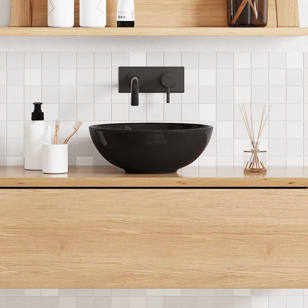 Vidaxx lavabo ø28x10 cm céramique noir brillant