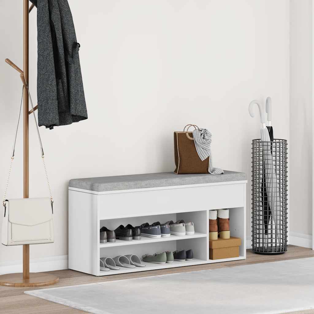 Vidaxx banc à chaussures 102x30,5x45 cm bois d'ingénierie blanc