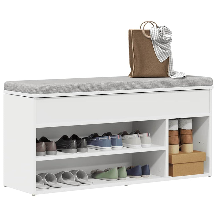 Vidaxx banc à chaussures 102x30,5x45 cm bois d'ingénierie blanc