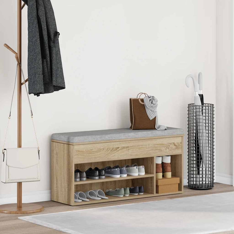 VidaXL banc à chaussures 102x30,5x45 cm bois d'ingénierie couleur chêne sonoma