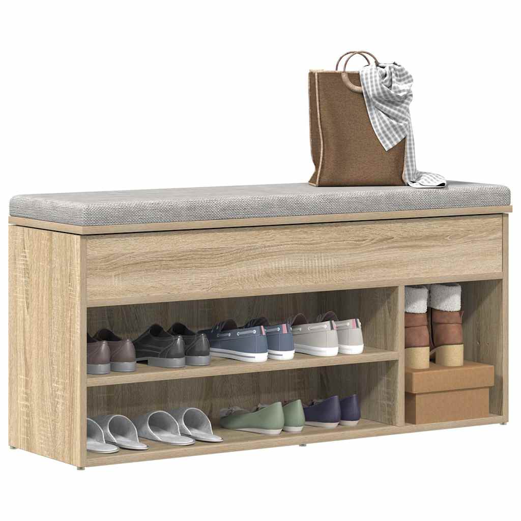 VidaXL banc à chaussures 102x30,5x45 cm bois d'ingénierie couleur chêne sonoma