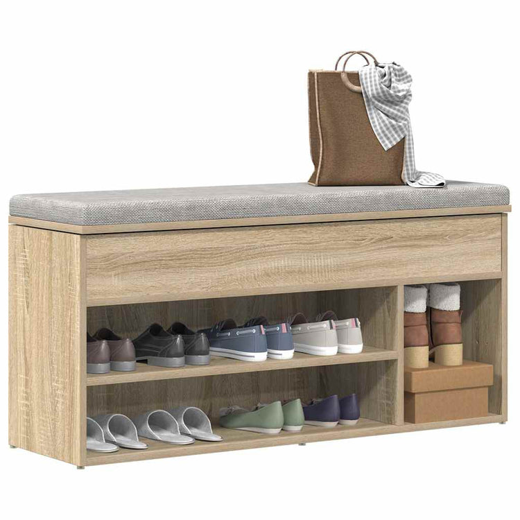 VidaXL banc à chaussures 102x30,5x45 cm bois d'ingénierie couleur chêne sonoma