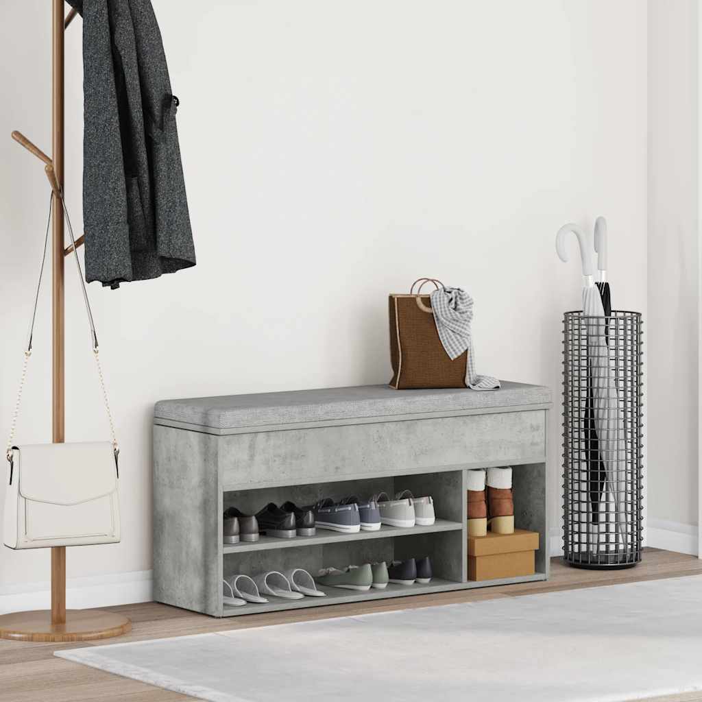 Vidaxx banc à chaussures 102x30,5x45 cm bois d'ingénierie béton gris