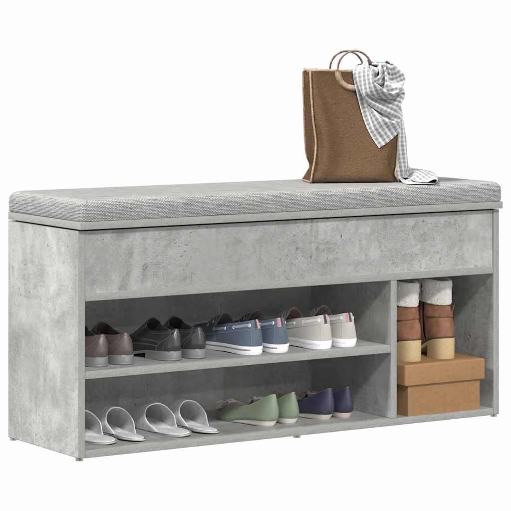 Vidaxx banc à chaussures 102x30,5x45 cm bois d'ingénierie béton gris