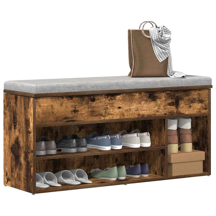 Vidaxx banc à chaussures 102x30,5x45 cm bois traité, chêne fumé