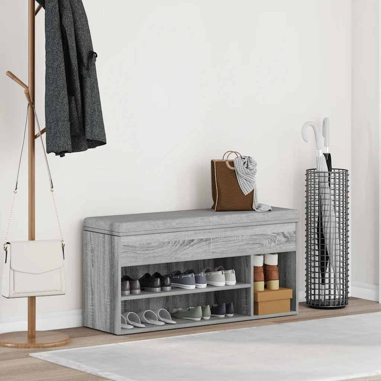 Vidaxx banc à chaussures 102x30,5x45cm bois d'ingénierie gris couleur chêne sonoma