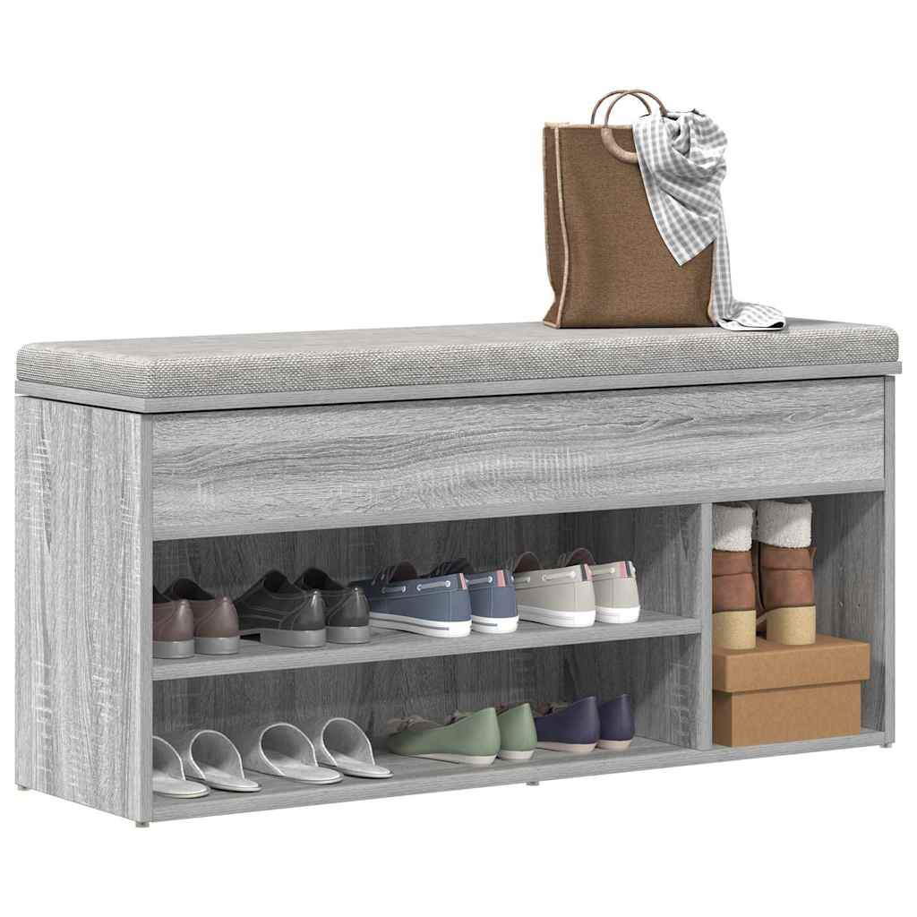 Vidaxx banc à chaussures 102x30,5x45cm bois d'ingénierie gris couleur chêne sonoma