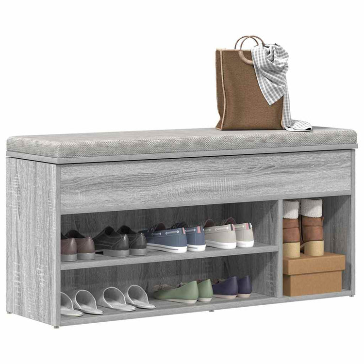 Vidaxx banc à chaussures 102x30,5x45cm bois d'ingénierie gris couleur chêne sonoma