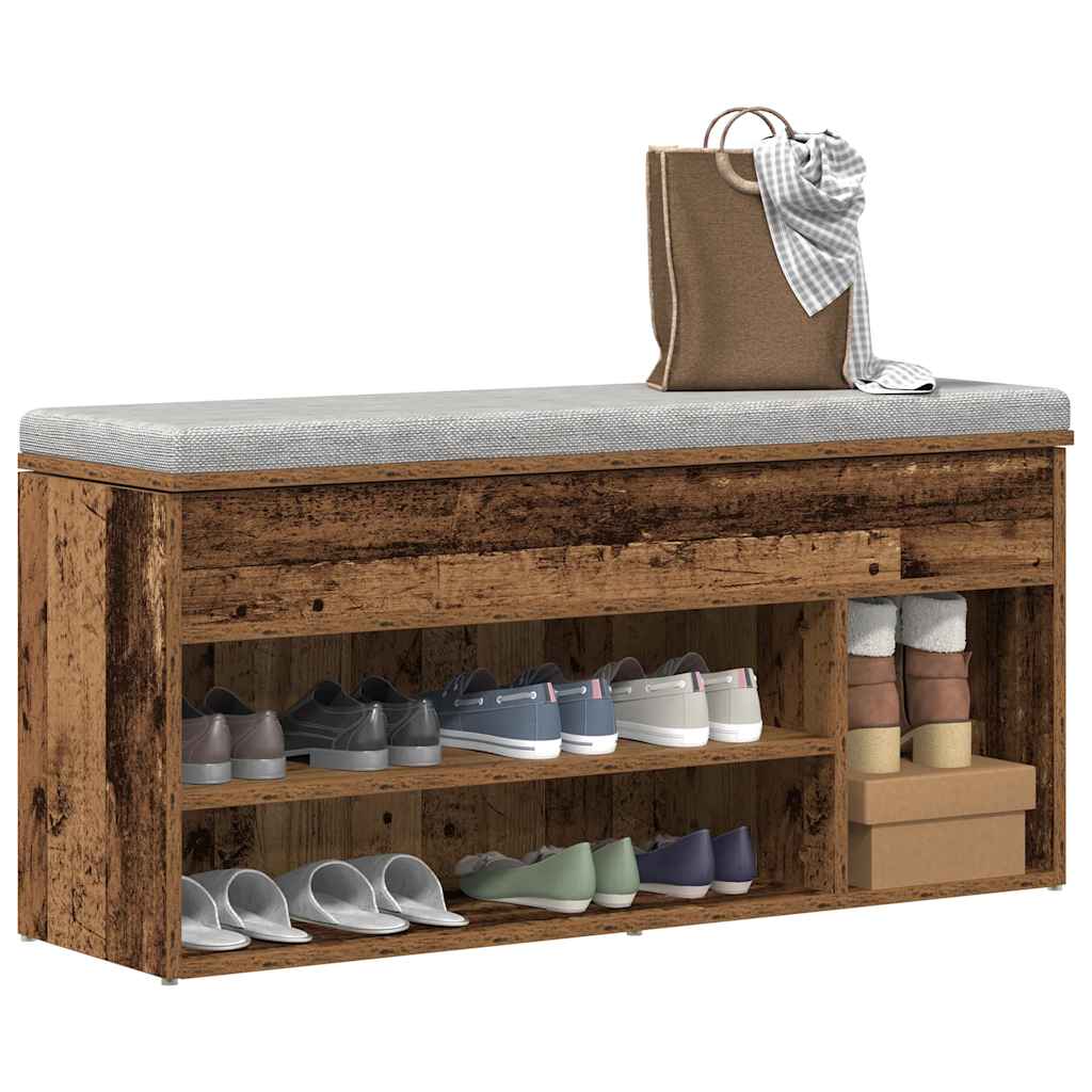 Vidaxx banc à chaussures 102x30,5x45 cm bois fini, couleur bois ancien