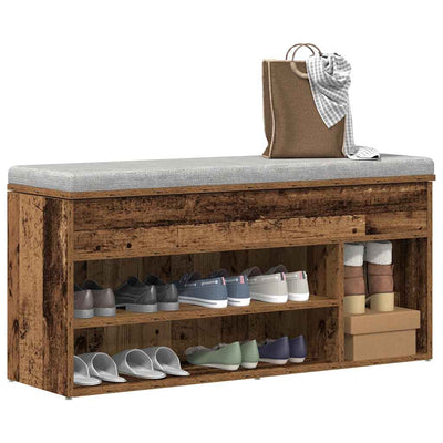 Vidaxx banc à chaussures 102x30,5x45 cm bois fini, couleur bois ancien