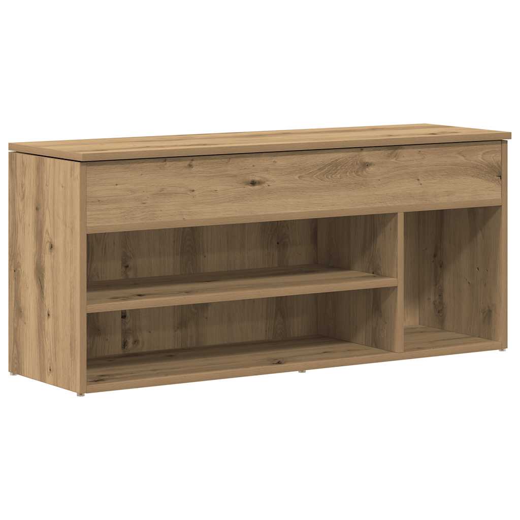 Banc à chaussures VidaXL 102x30,5x45 cm en bois travaillé, coloris chêne artisanal
