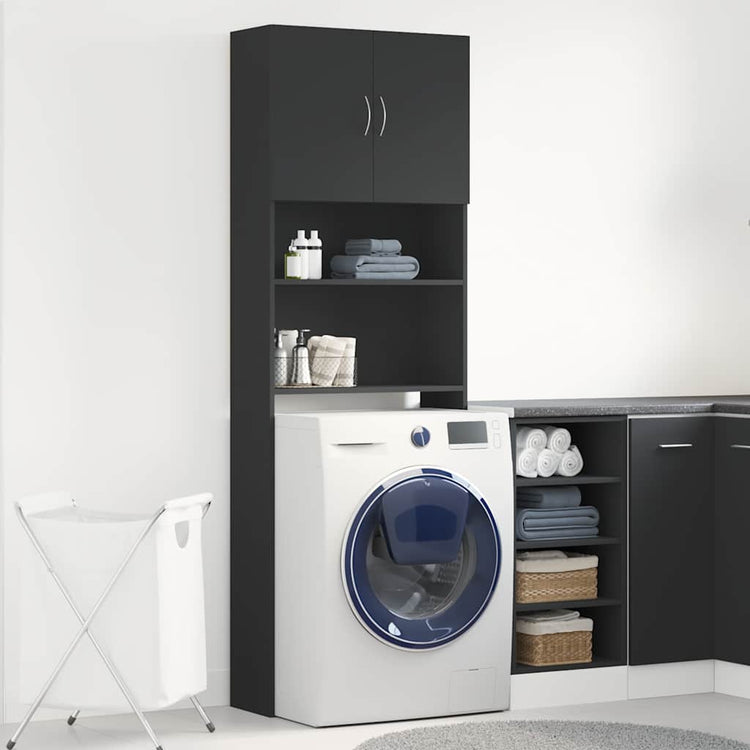 Vidaxx meuble pour machine à laver 64x24x190 cm bois fini noir