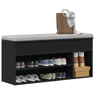 VidaXL banc à chaussures 102x30,5x45 cm bois fini noir