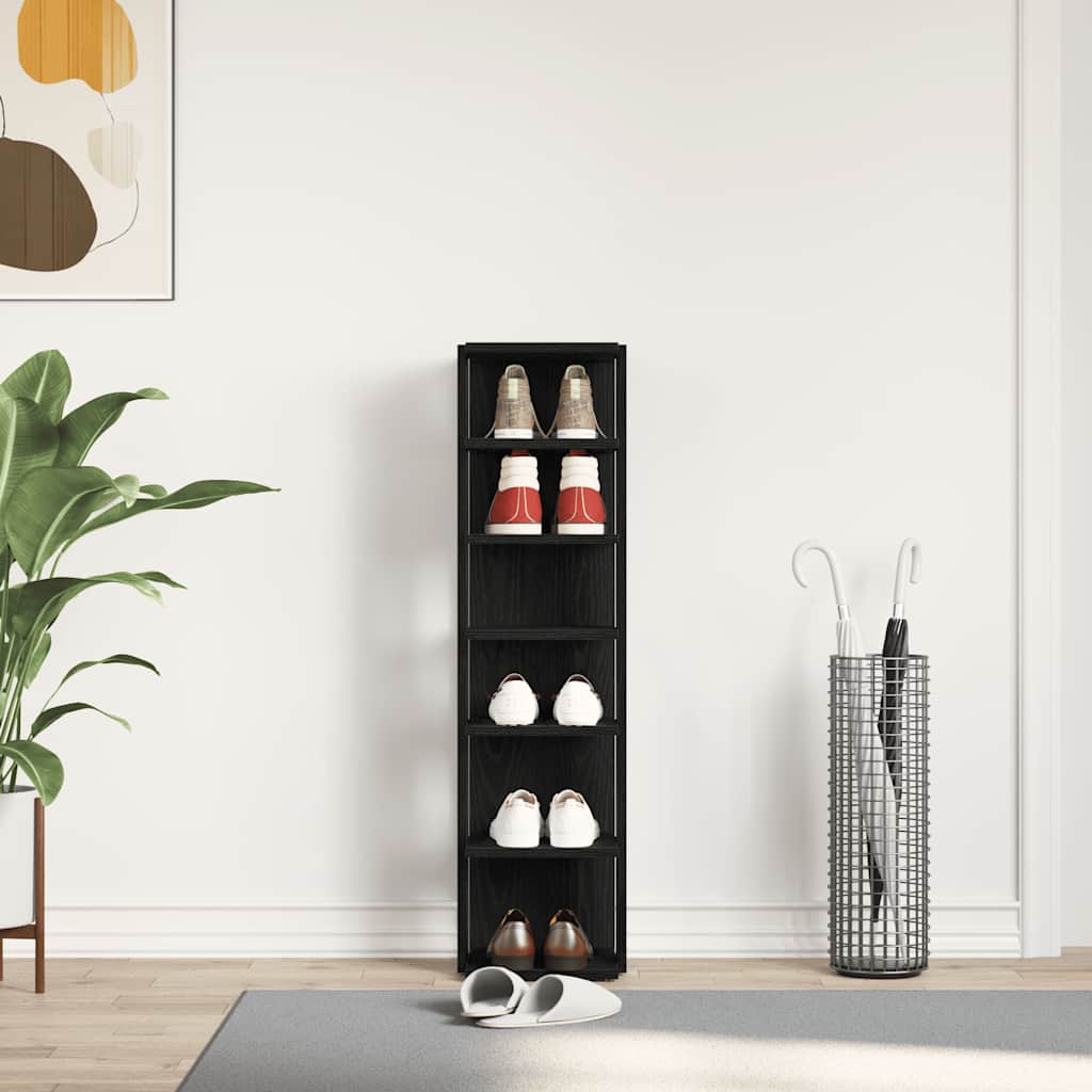Vidaxx armoire à chaussures 25x27x102 cm bois fini couleur chêne noir
