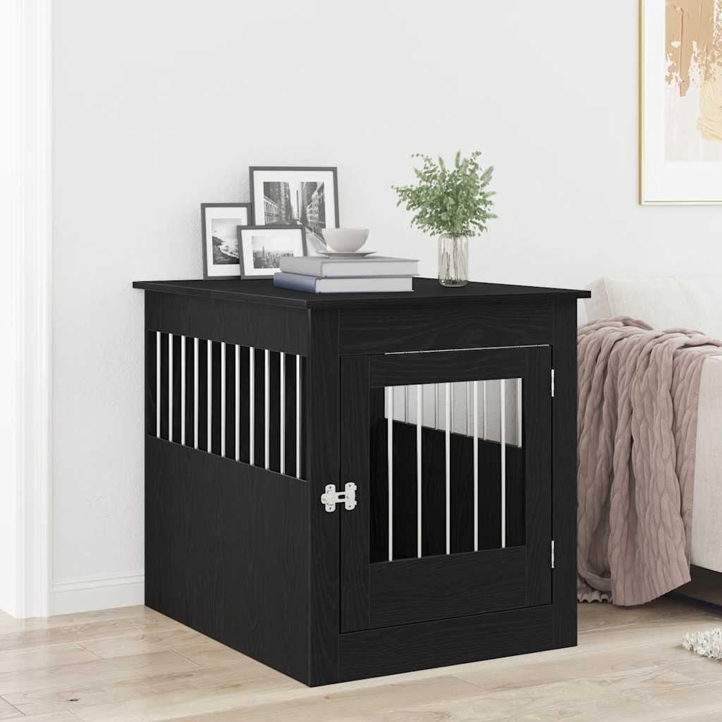 Vidaxxl meuble cage pour chien 64,5x80x71 cm bois d'ingénierie couleur chêne noir