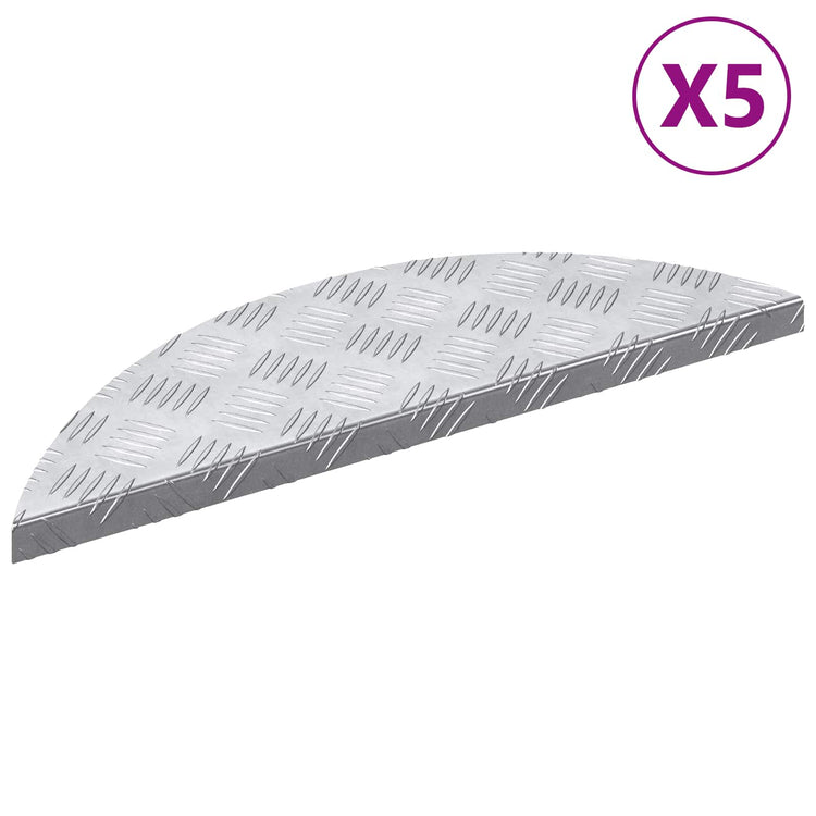 Vidaxl marche d'escalier en forme de croissant 5 pcs argent 60 x 18 cm aluminium