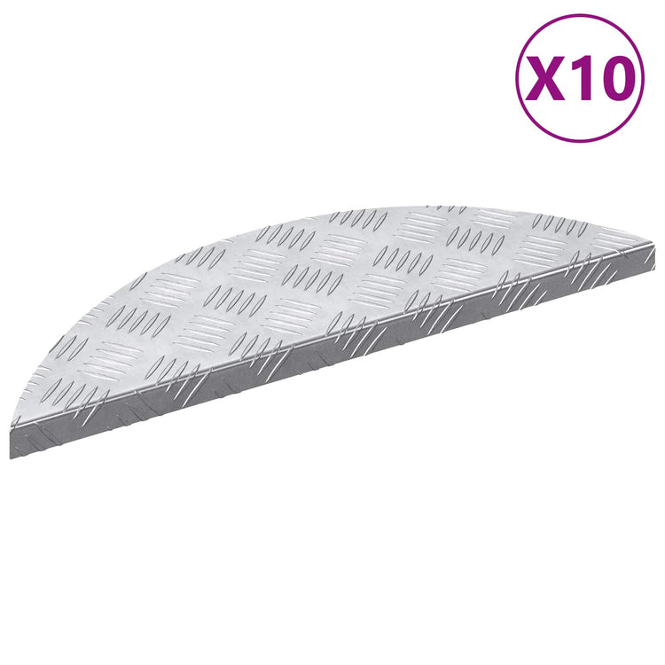 Vidaxl marche d'escalier en forme de croissant 10 pcs argent 60 x 18 cm aluminium