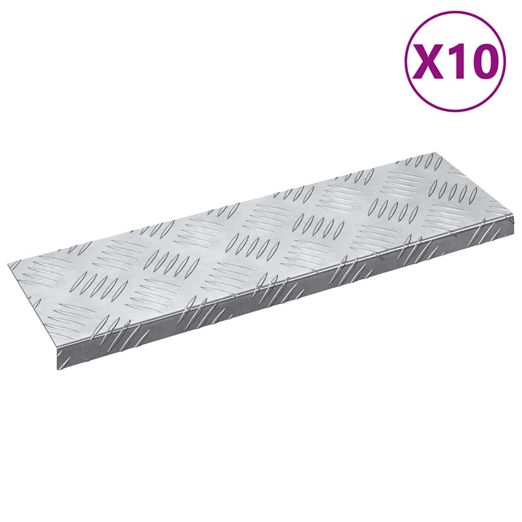 Vidaxx marche d'escalier rectangulaire 10 pcs argent 60 x 18 cm aluminium