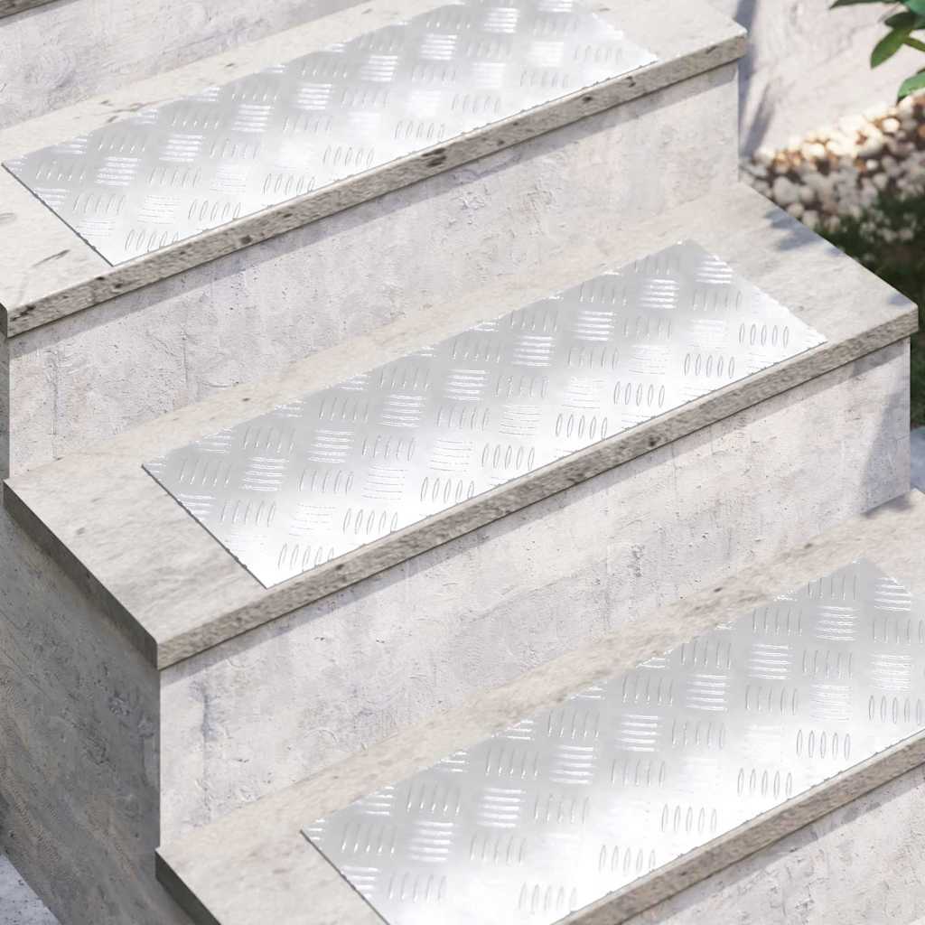 Vidaxx marche d'escalier rectangulaire 4 pcs argent 60 x 20 cm aluminium