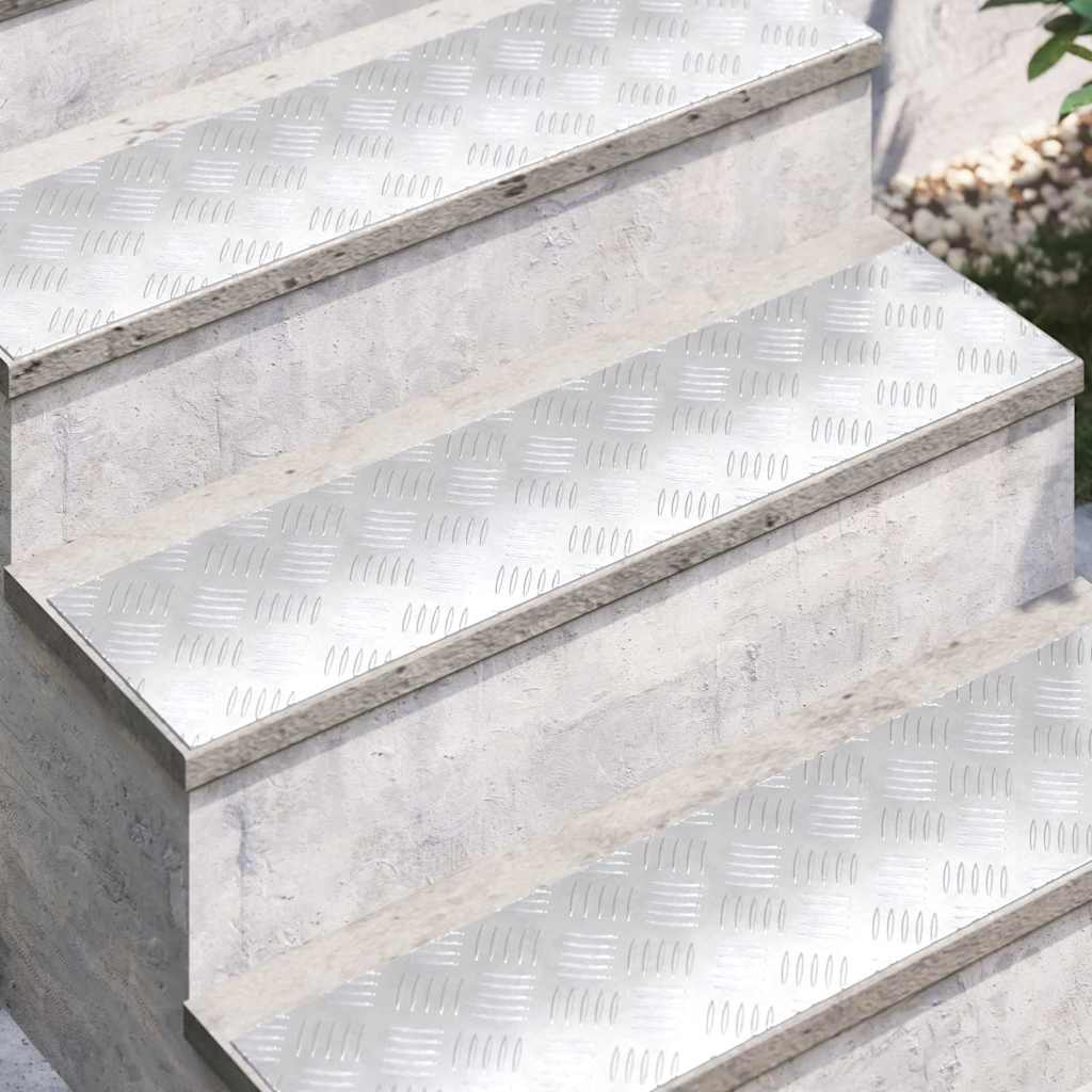 Vidaxxl marche d'escalier rectangulaire 2 pcs argent 80 x 20 cm aluminium