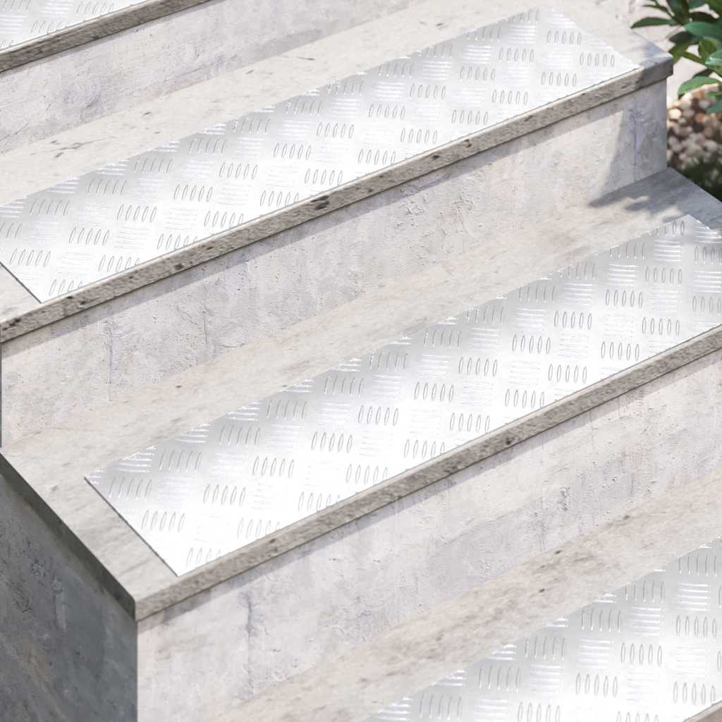 Vidaxx marche d'escalier rectangulaire 4 pcs argent 90 x 20 cm aluminium