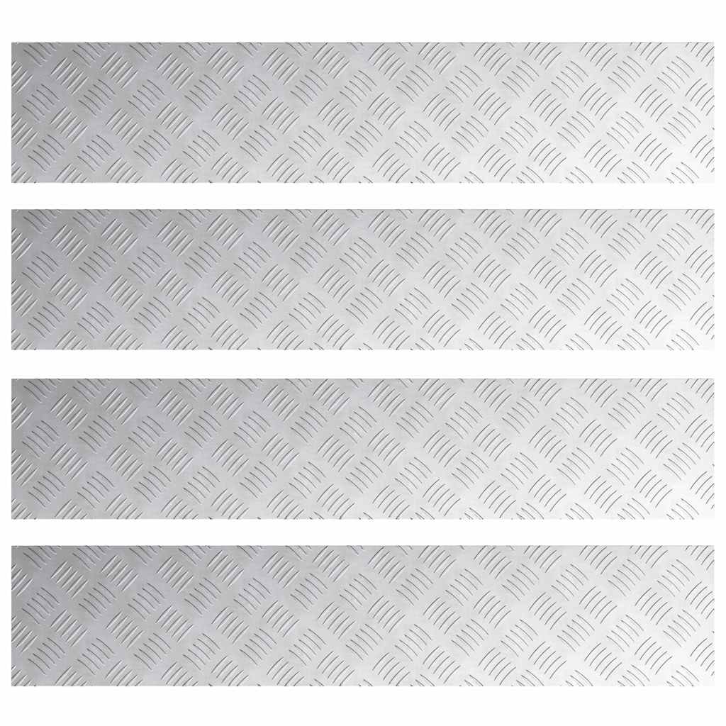 Vidaxx marche d'escalier rectangulaire 4 pcs argent 100 x 20 cm aluminium