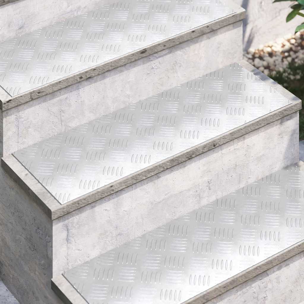 VidaXL marche d'escalier rectangulaire 2 pcs argent 75 x 25 cm aluminium