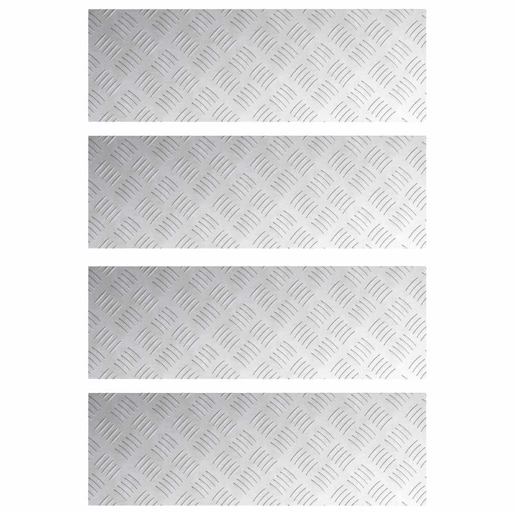 VidaXL marche d'escalier rectangulaire 4 pcs argent 75 x 25 cm aluminium