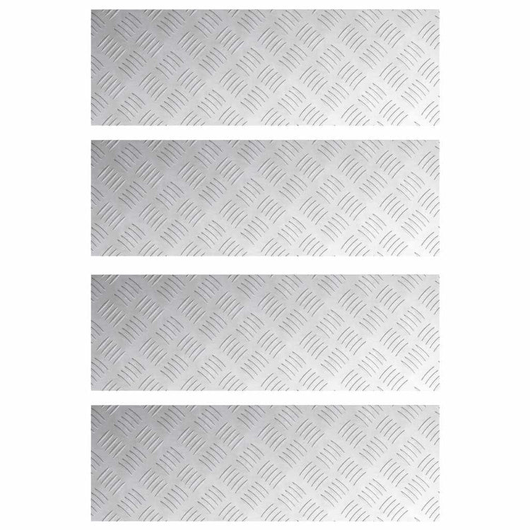 VidaXL marche d'escalier rectangulaire 4 pcs argent 75 x 25 cm aluminium