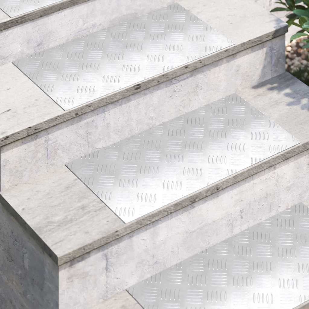 Vidaxx marche d'escalier rectangulaire 2 pcs argent 60 x 30 cm aluminium